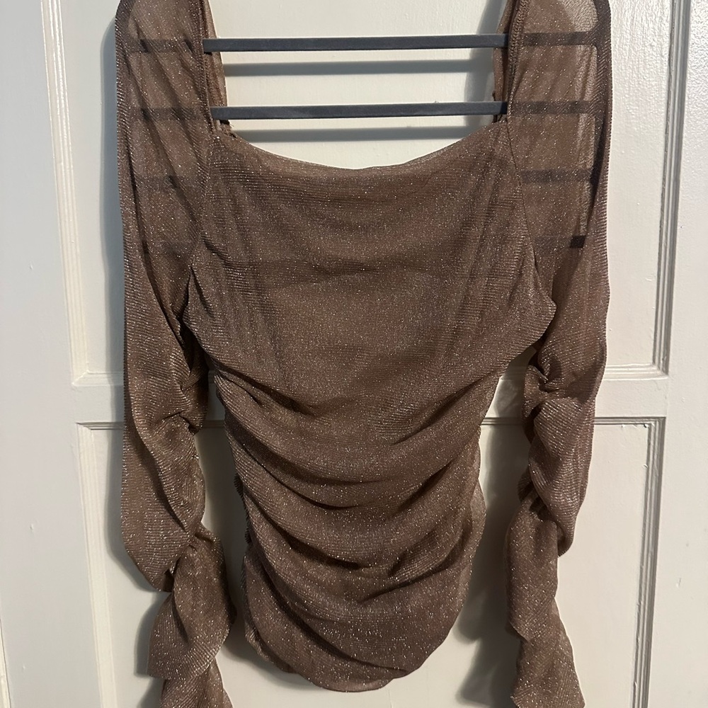 SHEIN Shimmering Brown Blouse